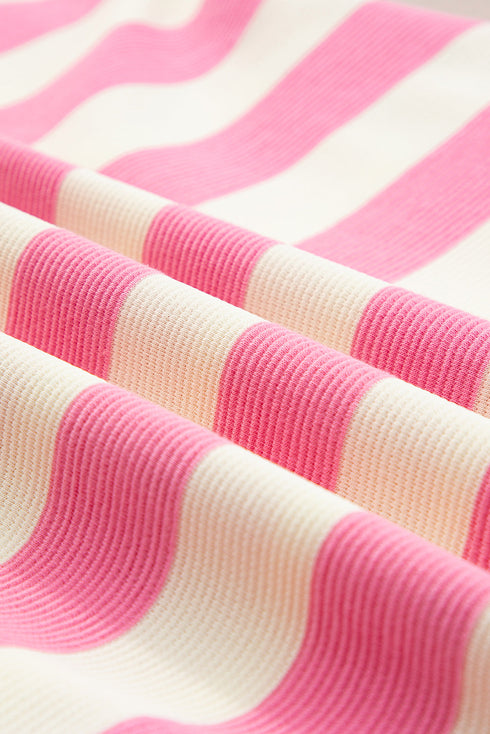 Preppy Stripe Print Cap Sleeve Shift T Shirt Dress