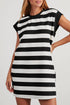 Preppy Stripe Print Cap Sleeve Shift T Shirt Dress