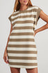 Preppy Stripe Print Cap Sleeve Shift T Shirt Dress