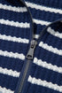 Preppy Textured Stripe Half Zip Collared Pullover Top