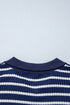Preppy Textured Stripe Half Zip Collared Pullover Top