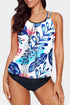 Print Criss Cross Hollow-Out Tankini Swimwear