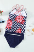 Print Criss Cross Hollow-Out Tankini Swimwear
