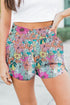 Print High Waisted Athletic Shorts