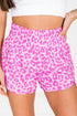 Print High Waisted Athletic Shorts