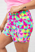 Print High Waisted Athletic Shorts
