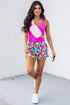 Print High Waisted Athletic Shorts