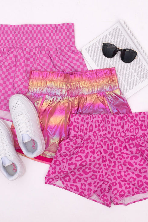 Print High Waisted Athletic Shorts