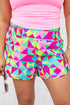 Print High Waisted Athletic Shorts