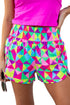 Print High Waisted Athletic Shorts