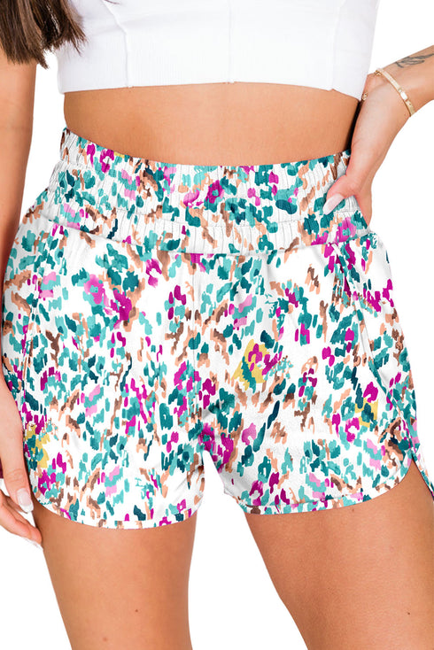 Print High Waisted Athletic Shorts