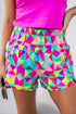 Print High Waisted Athletic Shorts