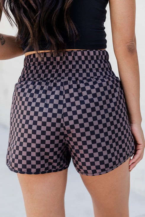 Print High Waisted Athletic Shorts