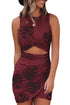 Print Hollow Out Twist Bodycon Mini Dress