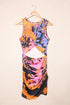 Print Hollow Out Twist Bodycon Mini Dress