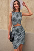 Print Hollow Out Twist Bodycon Mini Dress