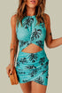 Print Hollow Out Twist Bodycon Mini Dress