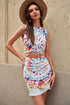 Print Hollow Out Twist Bodycon Mini Dress
