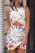 Print Hollow Out Twist Bodycon Mini Dress