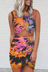 Print Hollow Out Twist Bodycon Mini Dress