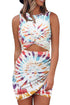 Print Hollow Out Twist Bodycon Mini Dress
