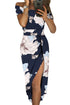 Print Off Shoulder Slit Bodycon Midi Dress