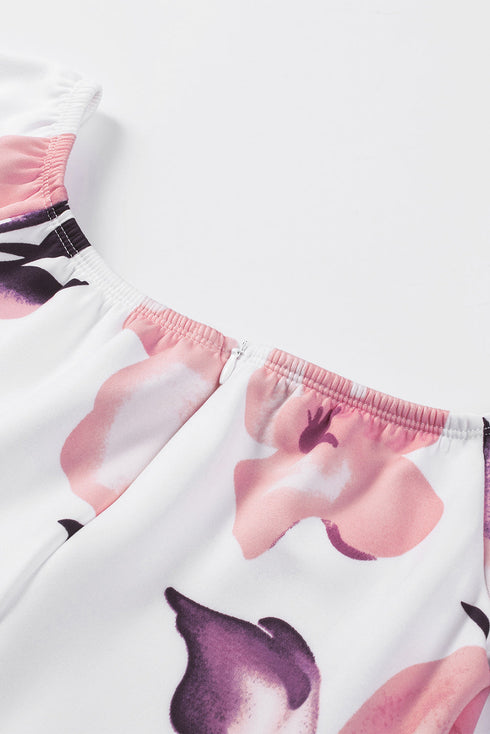 Print Off Shoulder Slit Bodycon Midi Dress