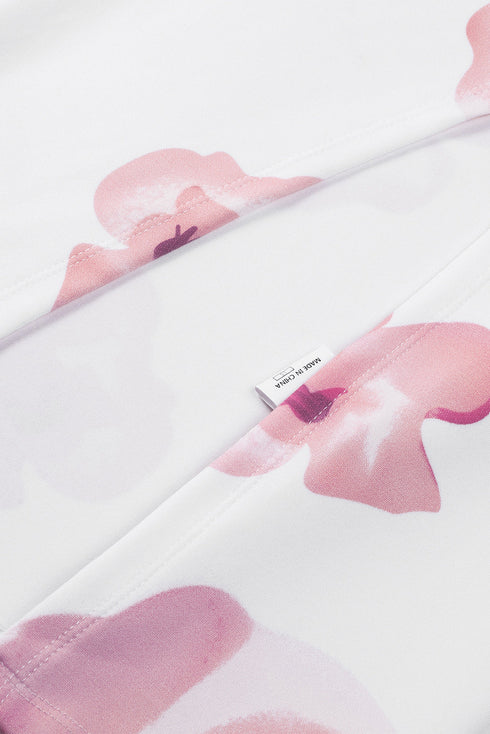 Print Off Shoulder Slit Bodycon Midi Dress