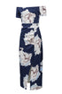 Print Off Shoulder Slit Bodycon Midi Dress