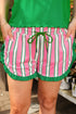 Print Ruffle Trim Casual Shorts