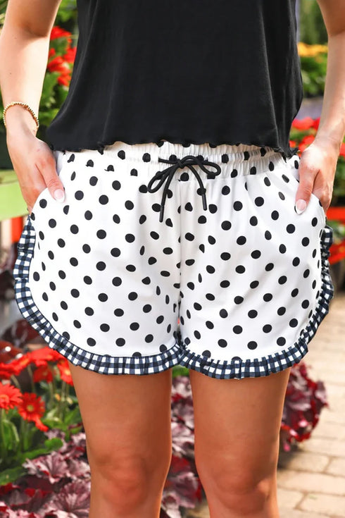 Print Ruffle Trim Casual Shorts