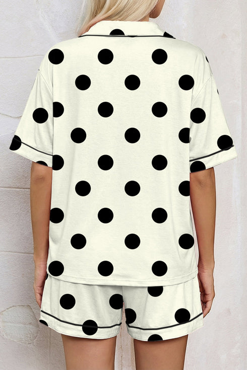 Print Western Lapel Drawstring Two Piece Pajama Set