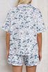 Print Western Lapel Drawstring Two Piece Pajama Set