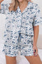 Print Western Lapel Drawstring Two Piece Pajama Set