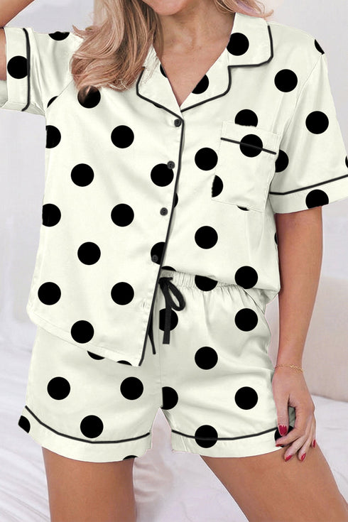 Print Western Lapel Drawstring Two Piece Pajama Set