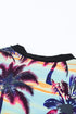Print Zip Front Half Sleeve One Piece Swimsuit