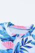 Print Zip Front Half Sleeve One Piece Swimsuit