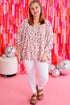 Printed 3/4 Dolman Sleeve Plus Size Blouse