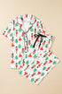 Printed Button Front Long Sleeve Two Piece Pajama Set