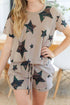 Printed Camouflage Star Pattern Short Set Loungewear