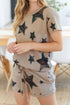 Printed Camouflage Star Pattern Short Set Loungewear