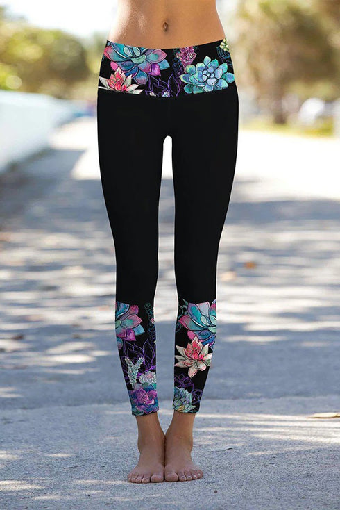 Printed Details Leggings Yoga Pants