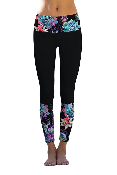 Printed Details Leggings Yoga Pants