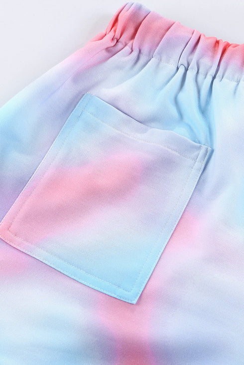 Printed Drawstring Elastic Waist Pocketed Casual Shorts