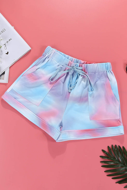 Printed Drawstring Elastic Waist Pocketed Casual Shorts