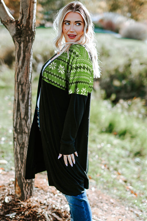 Printed Leopard Detail Plus Size Cardigan