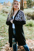 Printed Leopard Detail Plus Size Cardigan