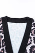 Printed Leopard Detail Plus Size Cardigan