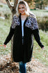 Printed Leopard Detail Plus Size Cardigan