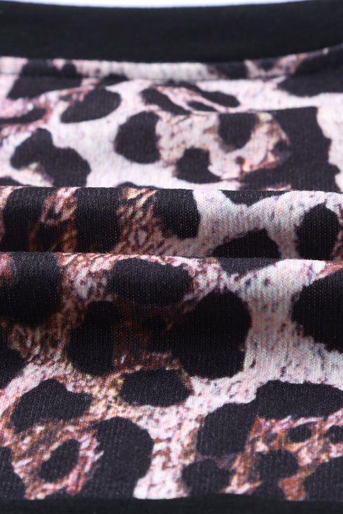Printed Leopard Detail Plus Size Cardigan